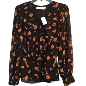 ASTR the label floral wrap peplum blouse top size M